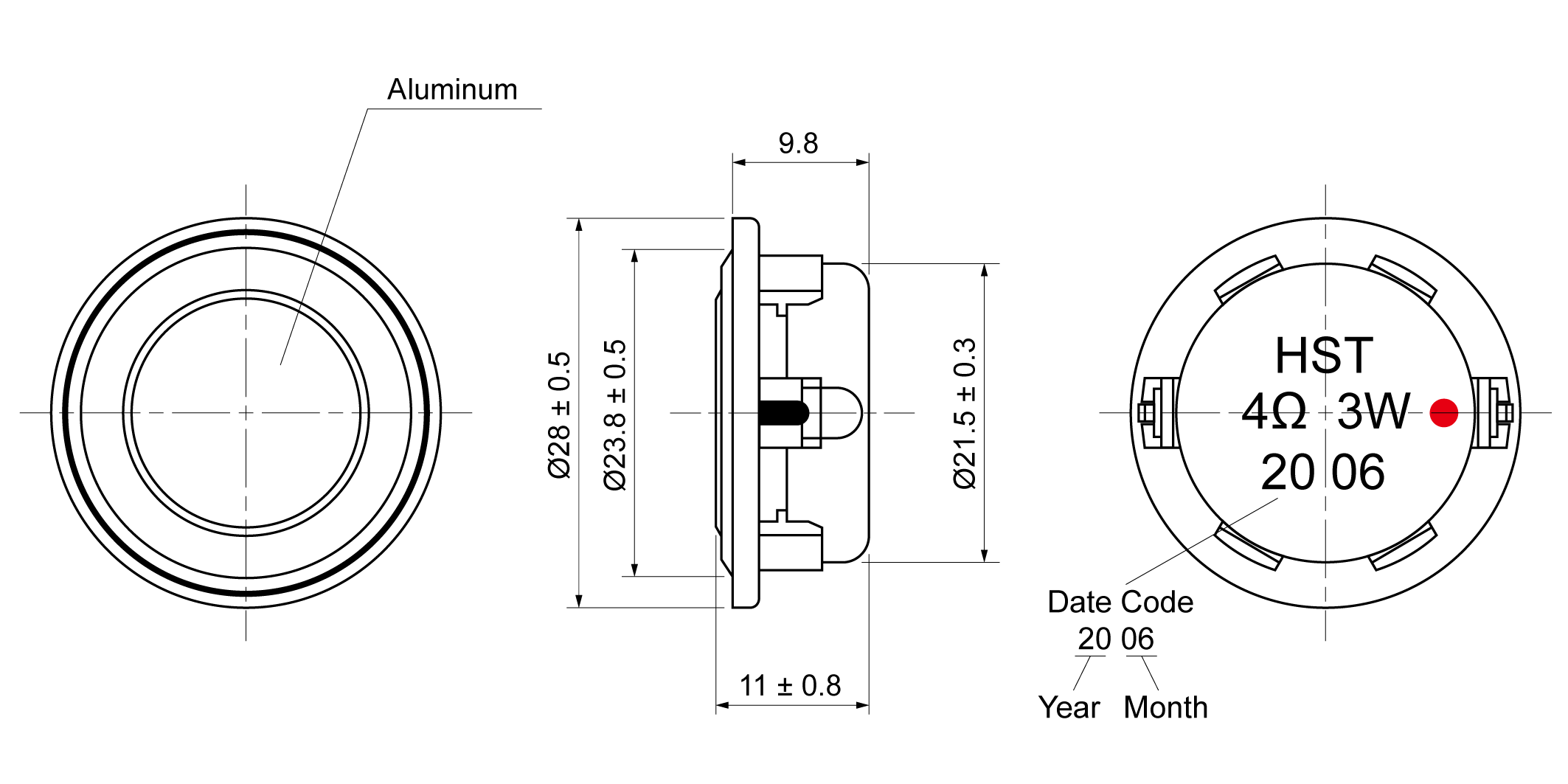 MIU28RP-11H3.0W4 Mechanical Drawing